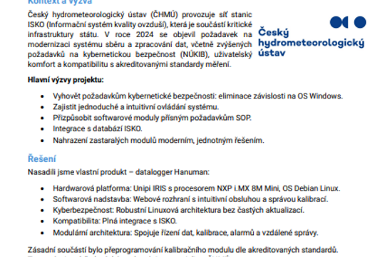 Případová studie systému Hanuman na stanicích ČHMÚ
